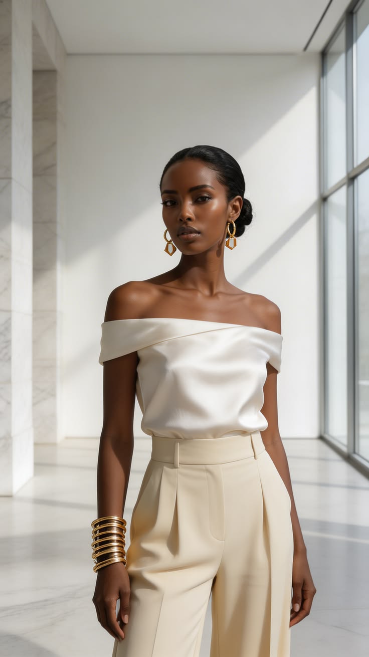 neutral outfit idea _ elegant minimalist fashion _ chic women style